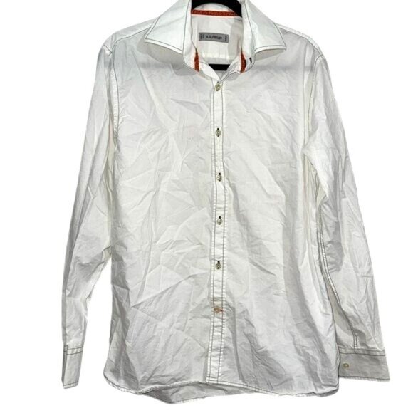 S. Kuhlman White Long Sleeve Button-Down Shirt Medium - Picture 1 of 8